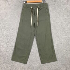 Vuori Crop Pant Women's Small Army Green Ripstop Wide Leg Stretch Organic Cotton